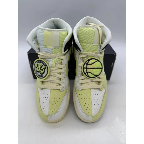 Jordan 1 Mid SE Women's Size 9 White Yellow Leather Athletic Shoes HQ3008 130 - Picture 4 of 6